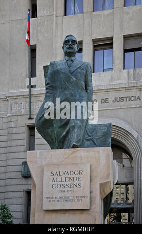 Statue of former President Salvador Allende Gossens in Moneda Plaza, Santiago, Chile Stock Photo