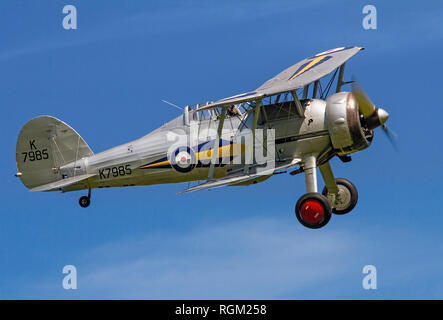 The Shuttleworth Collection's Gloster Gladiator I pictured flying in perfect conditions at Old Warden in 2013. Stock Photo