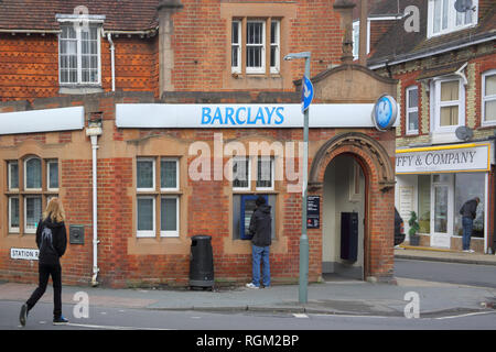 barclays bank branch along the 'high street' in burgess hill west sussex Stock Photo