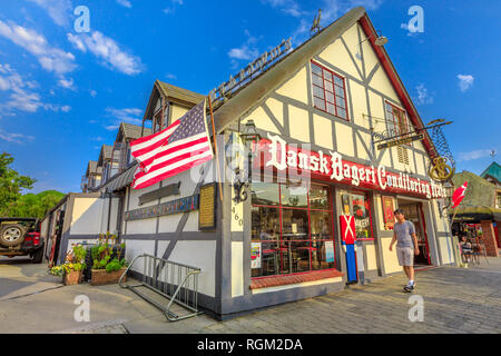 Solvang, California, United States - August 10, 2018: traditional Danish bakery, Dansk Bageri, typical Danish village of Solvang in California. Santa Stock Photo