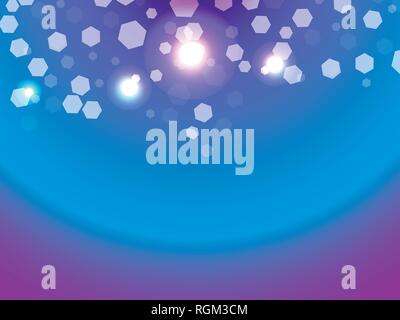 Abstract light background. Bokeh effect. Hexagons on blue gradient. Vector illustration Stock Vector