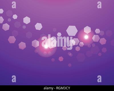 Abstract light background. Bokeh effect. Hexagons on violet gradient. Vector illustration Stock Vector