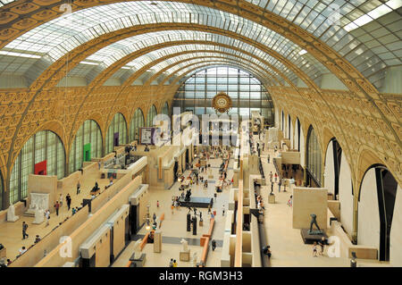 Main Hall and Interior of Musée d'Orsay, or Orsay Art Museum and Gallery, Housed in a former Beaux-Arts Railway Station (1848-1914) Paris France Stock Photo