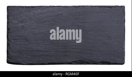 black slate plate isolated on white background with clipping path. Stock Photo