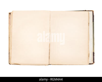 Old open book with blank pages. Isolated on white Stock Photo