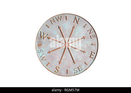 Old metal compass isolated on white background Stock Photo