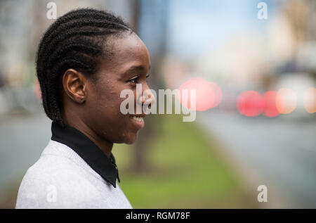 Berlin, Germany. 28th Jan, 2019. Diahala Doucouré works for a Berlin start-up, comes from Mali and spent most of her childhood and youth in a suburb of Paris. After graduating from high school, the 30-year-old decided to take off the headscarf she had been wearing since the beginning of puberty. On the eve of World Hijab Day on 1 February, a global dispute has flared up over whether or not Islamic headgear restricts the freedom of girls and women. Credit: Bernd von Jutrczenka/dpa/Alamy Live News Stock Photo