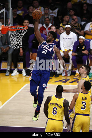 Philadelphia 76ers' Joel Embiid goes up for a shot against Boston ...