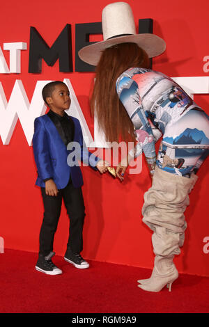 Westwood, CA, USA. 28th Jan, 2019. LOS ANGELES - JAN 28: Auston Jon Moore, Erykah Badu at the ''What Men Want'' Premiere at the Village Theater on January 28, 2019 in Westwood, CA Credit: Kay Blake/ZUMA Wire/Alamy Live News Stock Photo