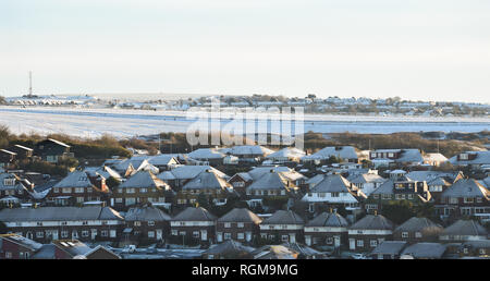 Brighton UK 30th January 2019 - Snow on the rooftops of the Whitehawk estate in Brighton early this morning as more snow and freezing conditions are forecast for the south east of Britain tomorrow Credit: Simon Dack/Alamy Live News Stock Photo
