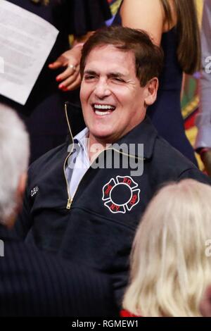 Brooklyn, NY, USA. 30th Jan, 2019. Mark Cuban pictured as Shark Tank investors and Cup Board Pro entrepreneurs, Kaley, Christian and Keira Young, present a donation for the FDNY Foundation, in honor of their father, Keith Young an FDNY firefighter who died last year of a 9/11-related illness. January 30, 2019 at FDNY Headquarters in Brooklyn, New York City. Credit: Diego Corredor/Media Punch/Alamy Live News Credit: MediaPunch Inc/Alamy Live News Stock Photo