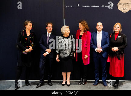 The Hague, Netherlands. 30th Jan, 2019. Princess Beatrix of The Netherlands opens the theme year Rembrandt and the Golden Age in the Mauritshuis Museum in The Hague, 30 January 2019. Credit: Patrick van Katwijk |/dpa/Alamy Live News Stock Photo