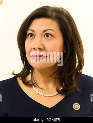 United States Representative Norma Torres (D-CA) seen speaking at the Center for Strategic and International Studies (CSIS) event on 'Future of the Rule of Law, CICIG, and Justice Reform in Guatemala' held in the Rayburn House Office Building in Washington, DC. Stock Photo