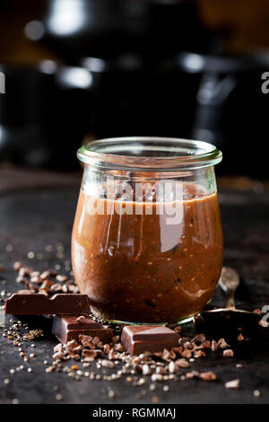 Dessert of chia seeds, chocolate and cacao nibs Stock Photo