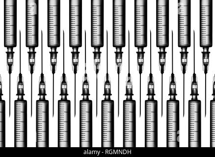 Multiple syringes organized in a pattern over white background Stock Photo