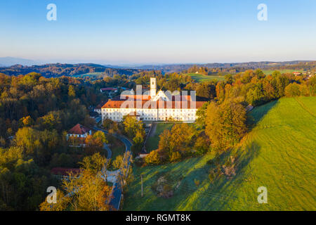Germany, Bavaria, Upper Bavaria, Dietramszell, aerial view of a monastery, Salesian Sisters monastery Stock Photo
