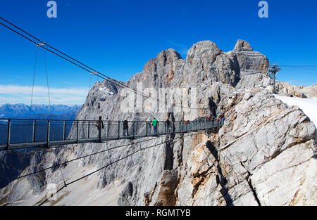 Austria, Styria, Salzkammergut, Dachstein massif, suspension bridge Stock Photo