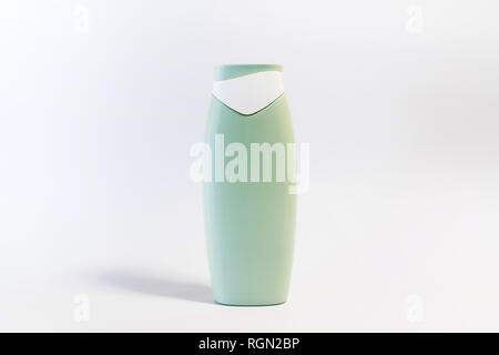 Blank plastic shampoo bottle on white background. Copy space for text, blank bottle Stock Photo