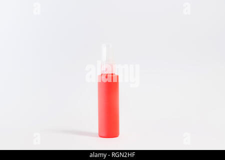 Blank plastic spray bottle on white background. Copy space for text, blank bottle Stock Photo