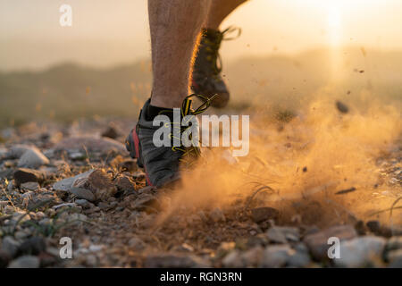 Close-up of feet of a trail runner Stock Photo