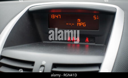 Dashboard Electronic Display in a  Peaueot 407 car in England Stock Photo