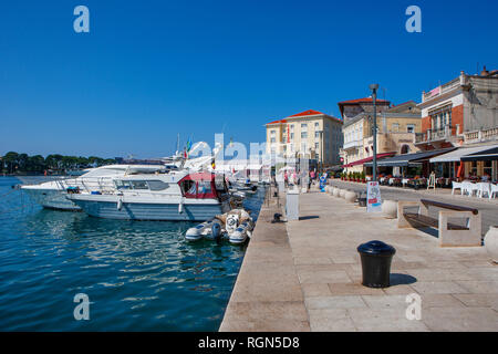 Croatia, Istria, Porec, Old town at harbour Stock Photo