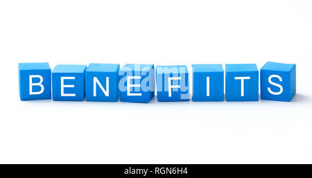 Benefits word on blue color cubes Stock Photo