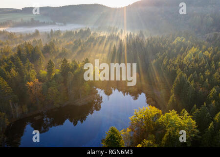 Germany, Bavaria, Upper Bavaria, Toelzer Land, Dietramszell, sunrise over nature reserve Klosterfilz