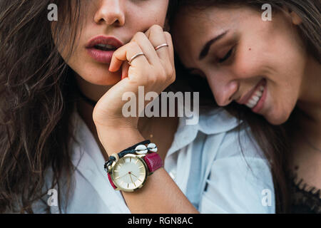 Young woman wearing arm wrist Stock Photo