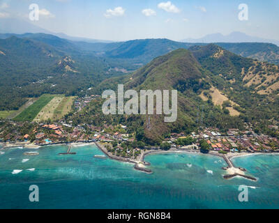 Indonesai, Bali, Aerial view of Candidasa Stock Photo