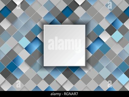 Blue and grey geometric squares mosaic abstract background. Vector modern design Stock Vector