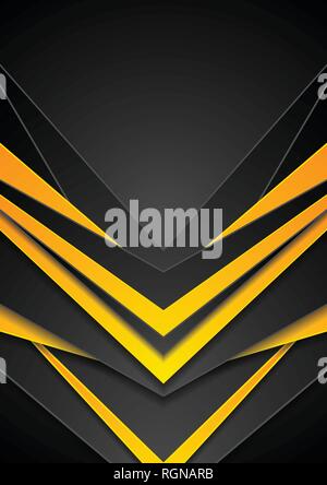 Abstract orange black tech arrows background. Vector graphic design ...