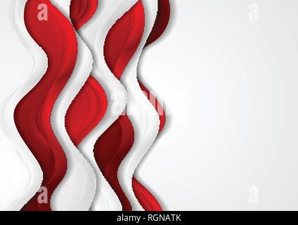 Abstract corporate background with red and grey smooth waves. Vector design Stock Vector