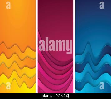 Bright abstract wavy vertical banners design. Vector corporate background Stock Vector