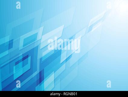 Bright blue hi-tech abstract modern background. Geometric vector design Stock Vector