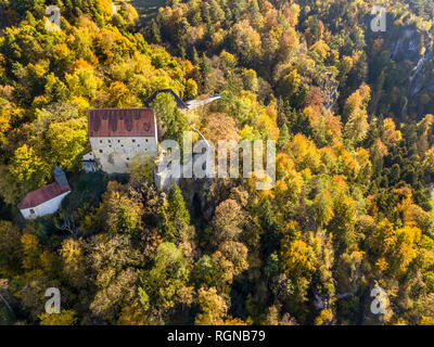 Germany, Bavaria, Franconian Switzerland, Rabenstein Castle in the Ahorntal in autumn Stock Photo