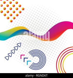 Modern style creative vector with waves and different geometrical forms. Stock Vector