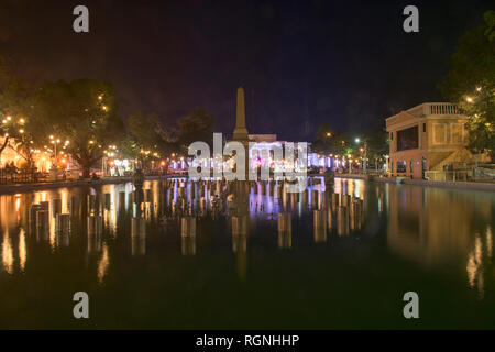 Magic fountain show at Plaza Salcedo, Vigan, Ilocos Sur, Philippines Stock Photo