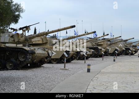 Israeli tanks at the Israeli Tank museum in Latrun Stock Photo