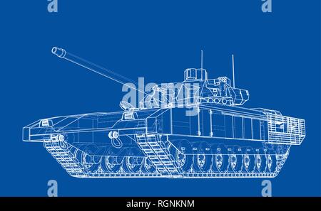 Blueprint of realistic tank Stock Vector