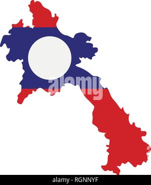 Map of Laos with flag inside. Laos map vector illustration Stock Vector