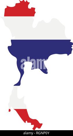 Map of Thailand with flag inside. Thailand map vector illustration Stock Vector