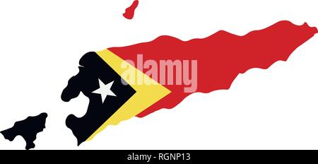 Map of Timor-Leste with flag inside. Timor-Leste map vector illustration Stock Vector