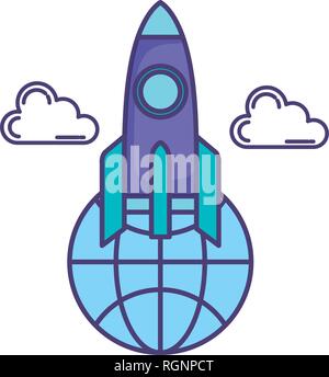rocket launcher with sphere planet Stock Vector