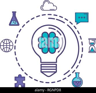 bulb light with brain storming and business icons Stock Vector