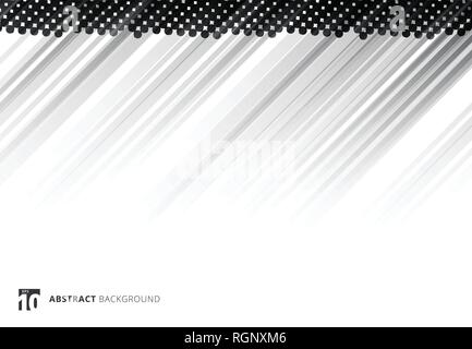 Black abstract diagonal lines background technology with halftone on white background. Vector illustration Stock Vector