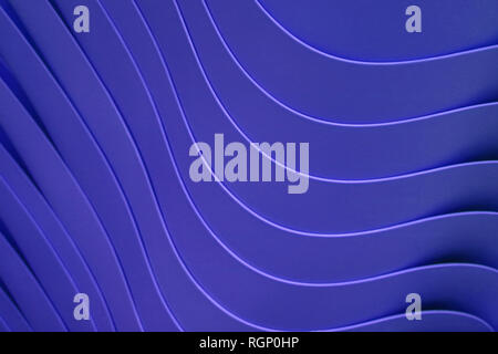 Royal blue artistic curve lines of piled up plastic bowls for pattern, background or banner Stock Photo