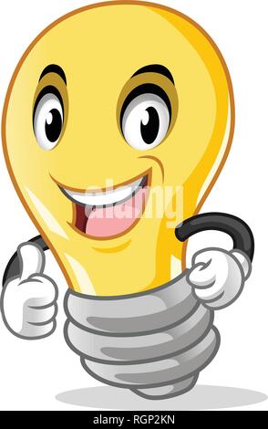 Light bulb mascot cartoon character design, isolated on white background, vector clip art illustration. Stock Vector