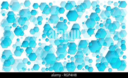 Hundreds of hexagon shapes, abstract blue backgrounds Stock Vector