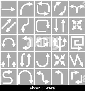 Arrows. White icons.on gray background Stock Vector